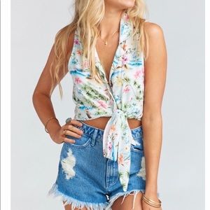 Show me your mumu Hawaiian print button down tank